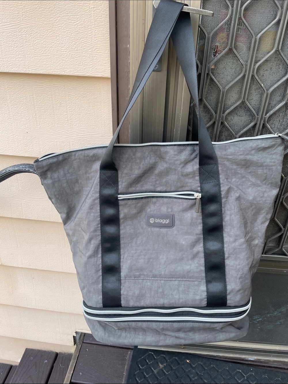 Biaggi Gray Travel Tote with Black Straps